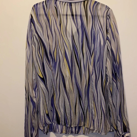 Lafayette 148 purple yellow pattern silk blouse 10 - Picture 4 of 11